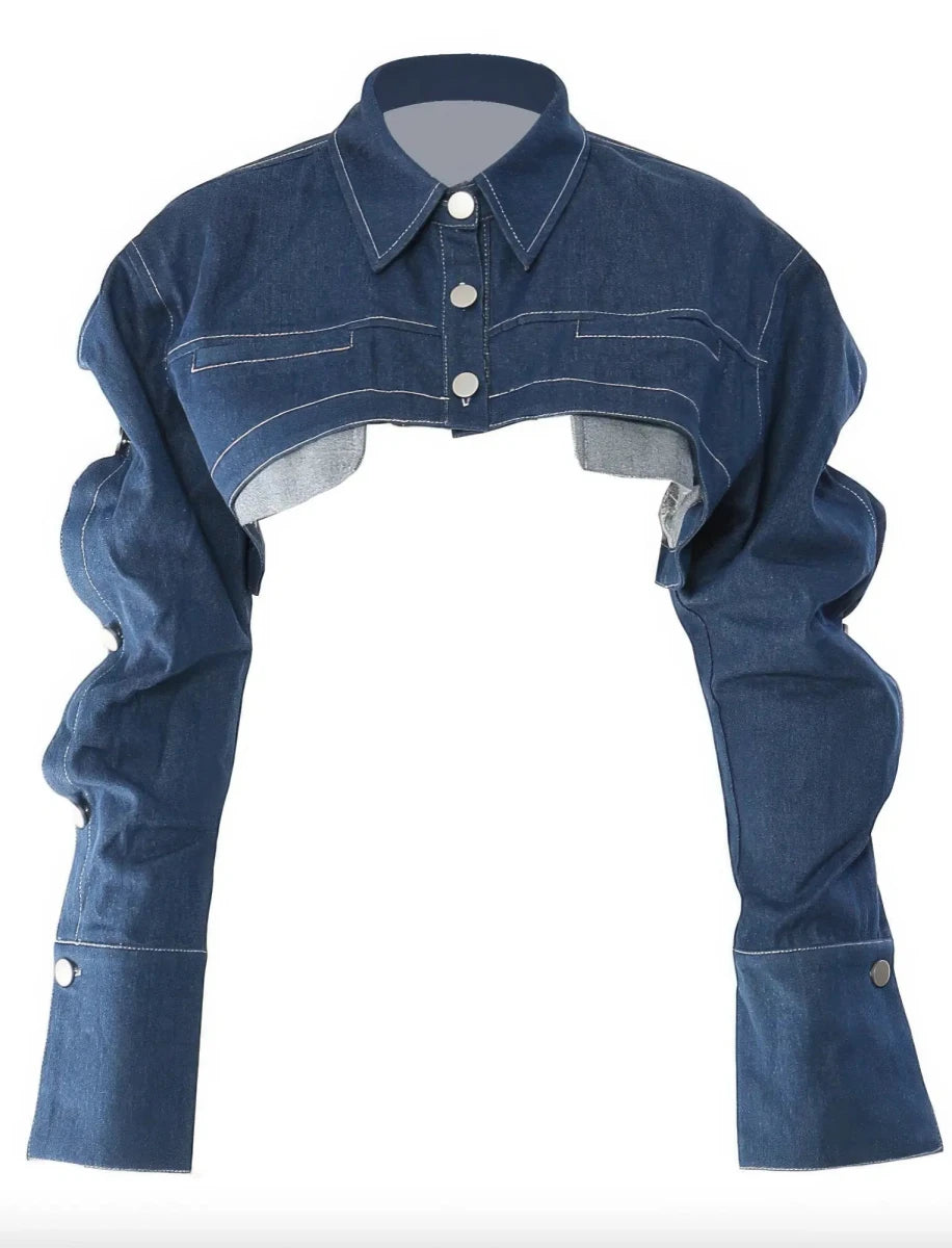 Bare Minimum Cropped Denim Bolero - Lustreve