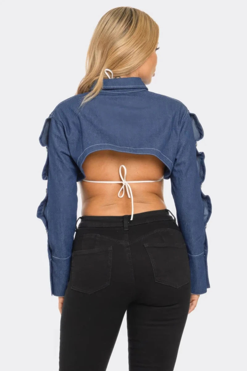 Bare Minimum Cropped Denim Bolero - Lustreve