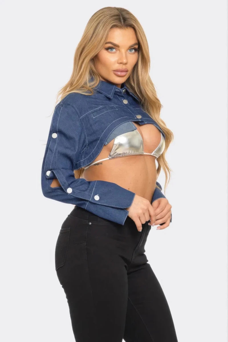 Bare Minimum Cropped Denim Bolero - Lustreve