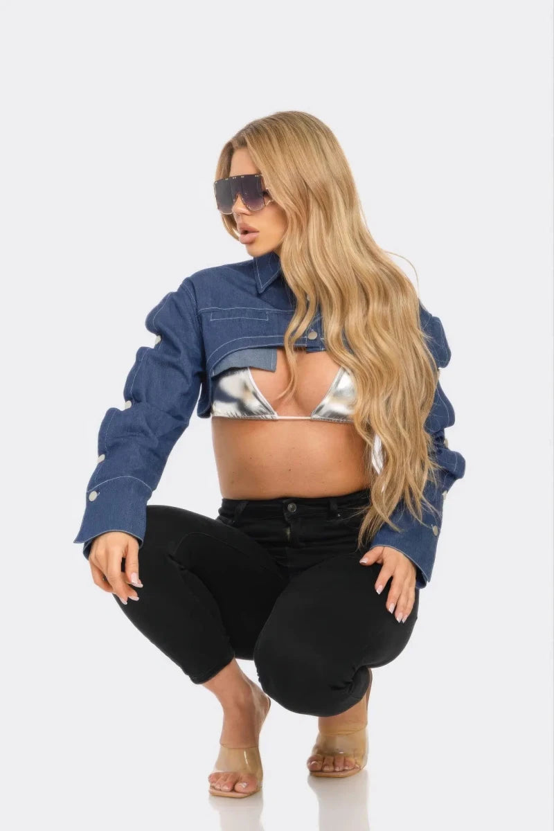 Bare Minimum Cropped Denim Bolero - Lustreve