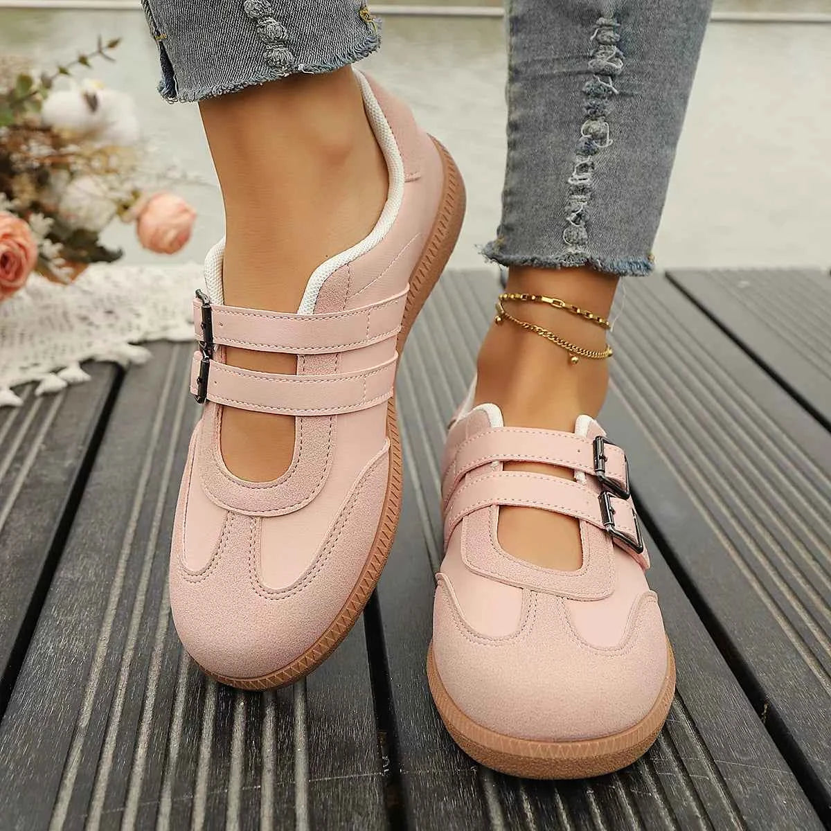 Buckle Strap Casual Sneakers
