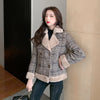 All-match Thick Plaid Woolen Fur Coat