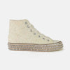 Champagne Drip Glitter Lace-Up Studded Platform Sneakers