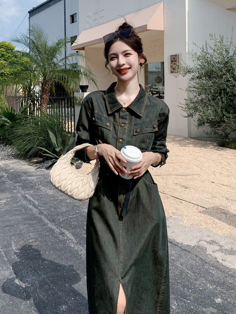 Robe trapèze rétro intemporelle en jean