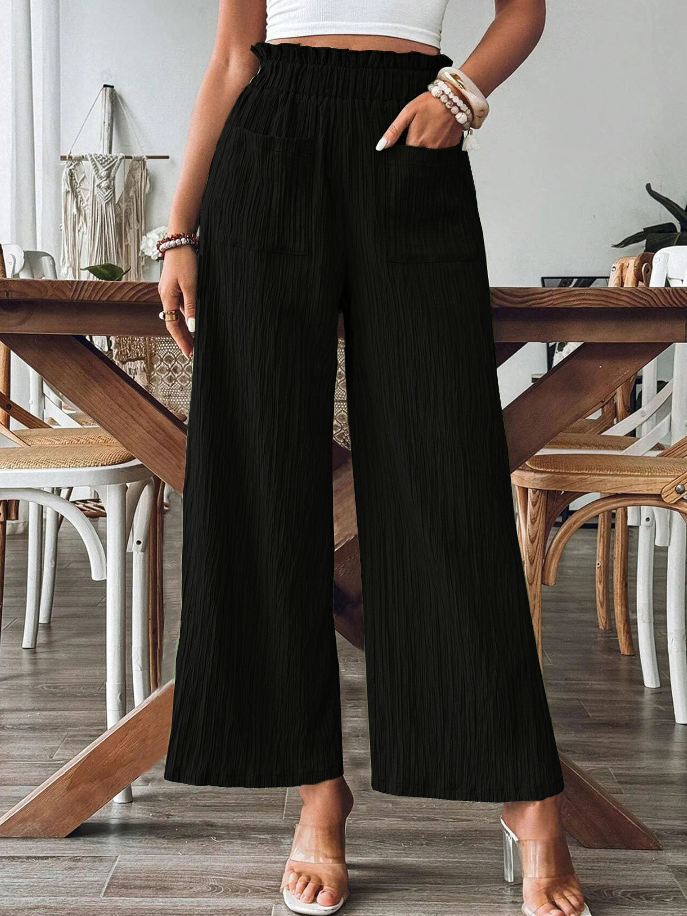 Effortless Breeze Wide-Leg Crinkle Pants