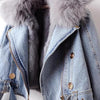 Detachable Fox Fur Rabbit Denim Coat