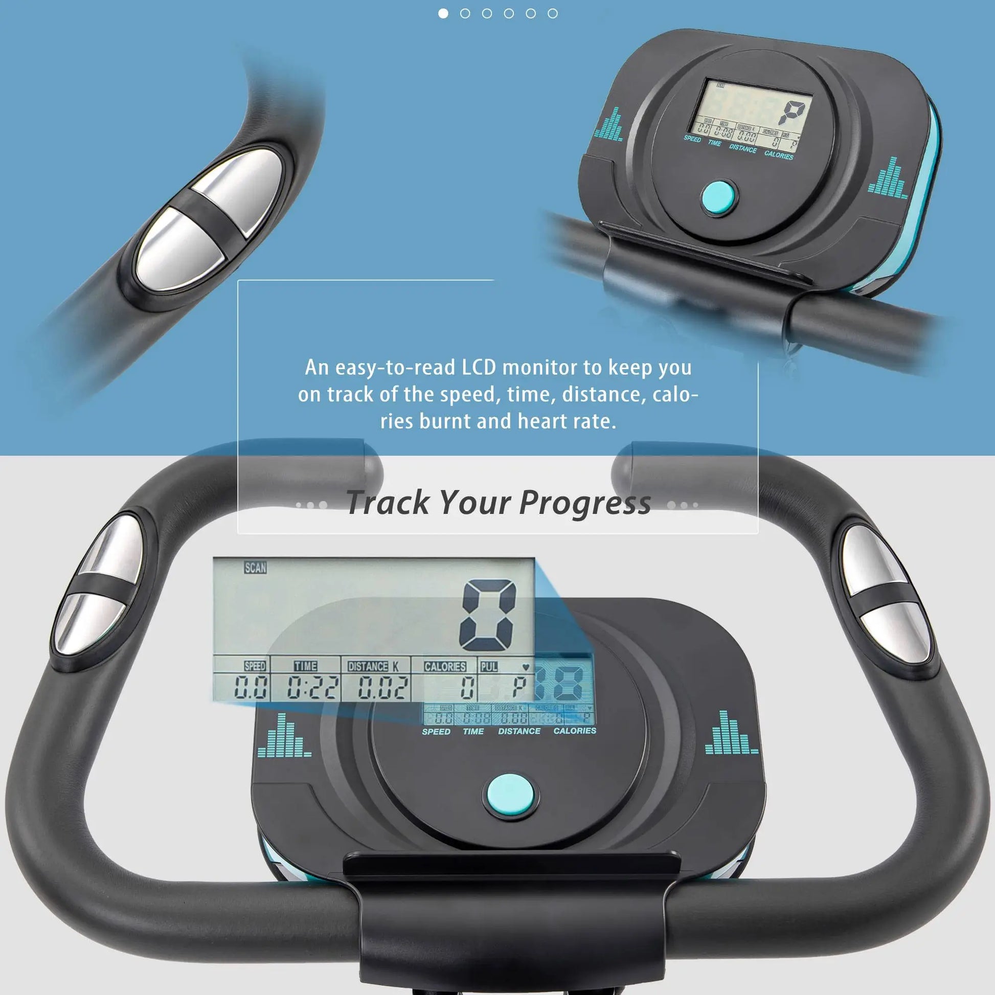 Klappbares Heimtrainer-Fahrrad mit Widerstandsbändern und LCD-Display 