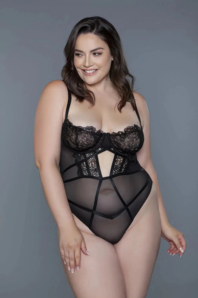 Black Plus Size Cameryn Bodysuit - Lustreve