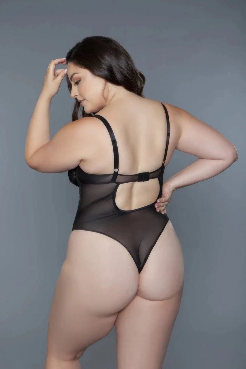 Black Plus Size Cameryn Bodysuit - Lustreve