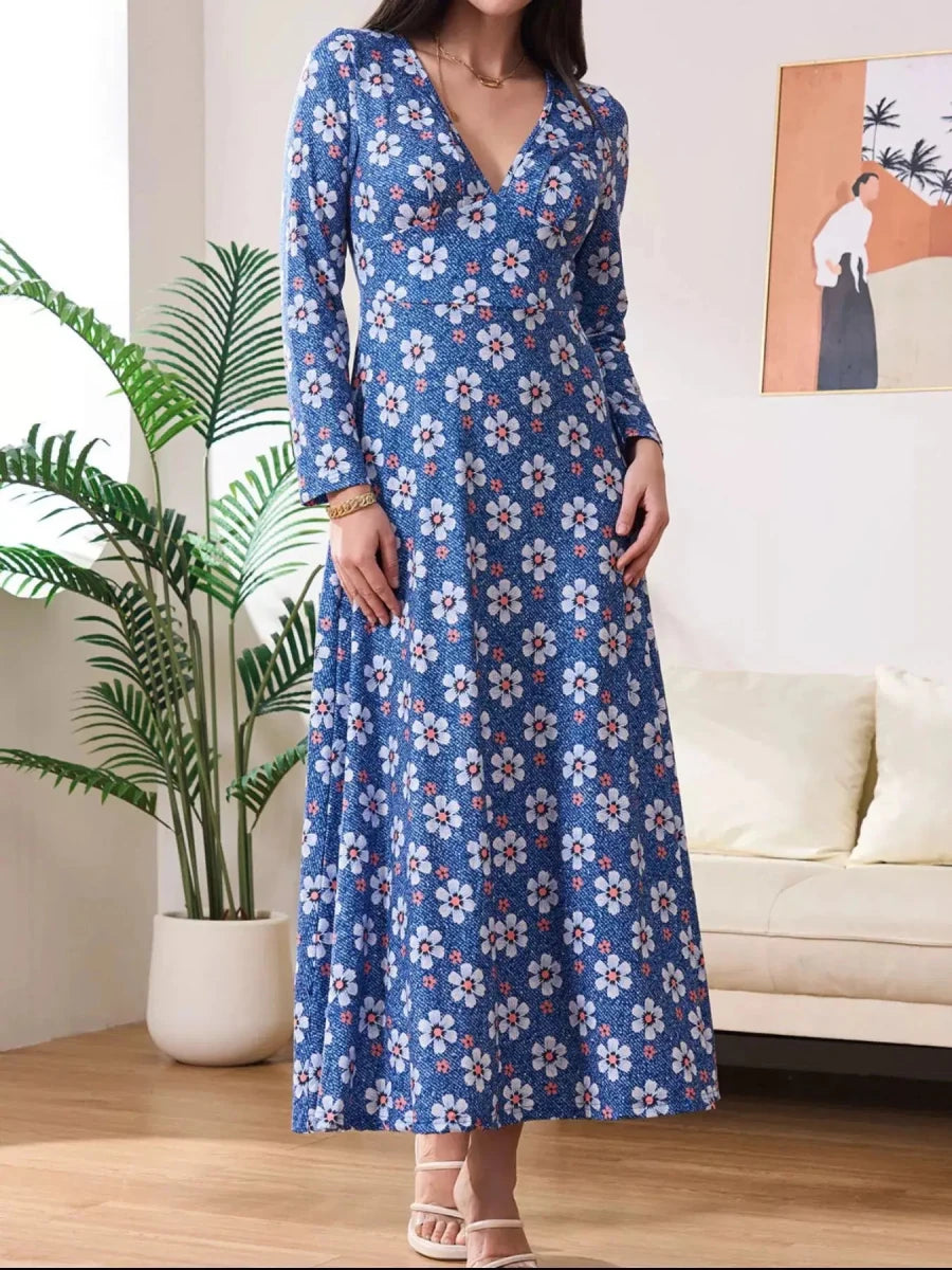 Bloom Where You’re Planted Floral Maxi Dress – Blue - Lustreve