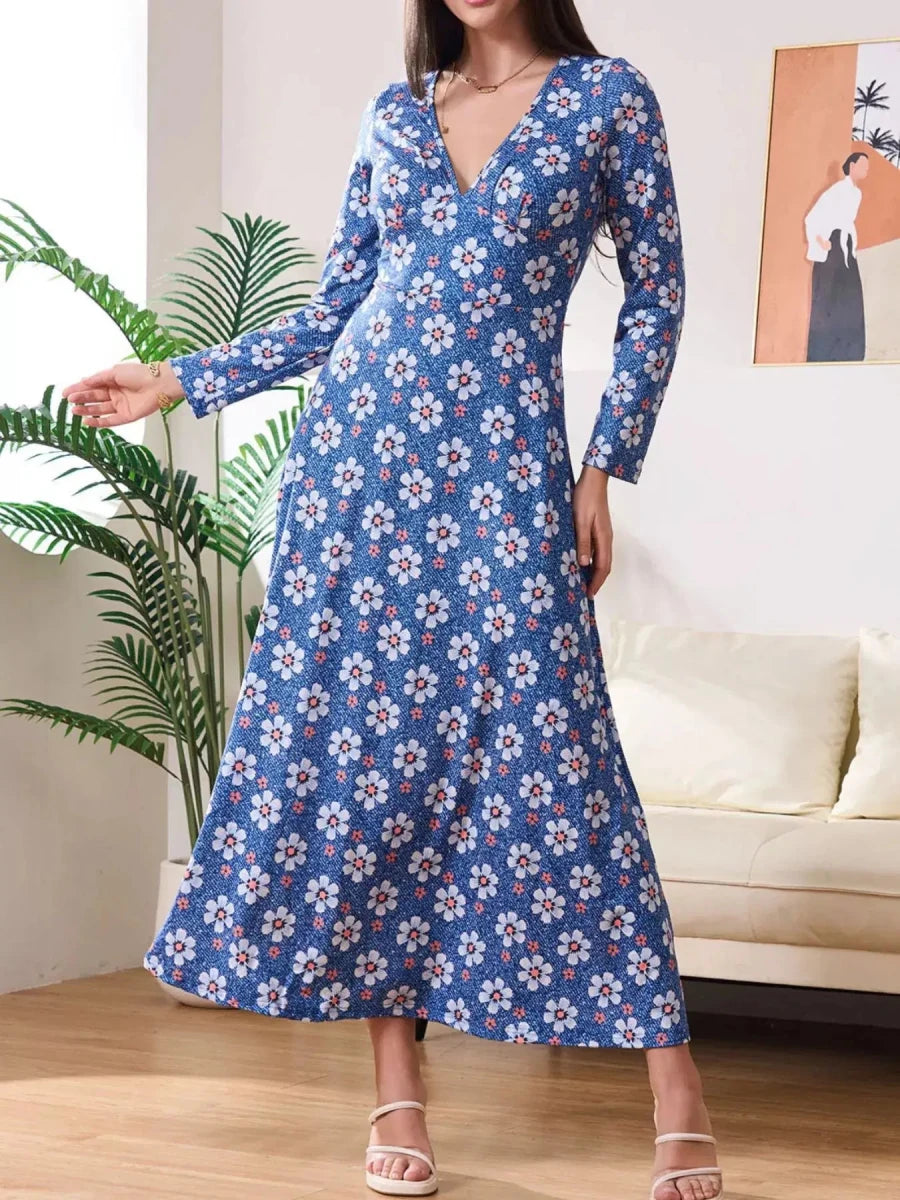 Bloom Where You’re Planted Floral Maxi Dress – Blue - Lustreve