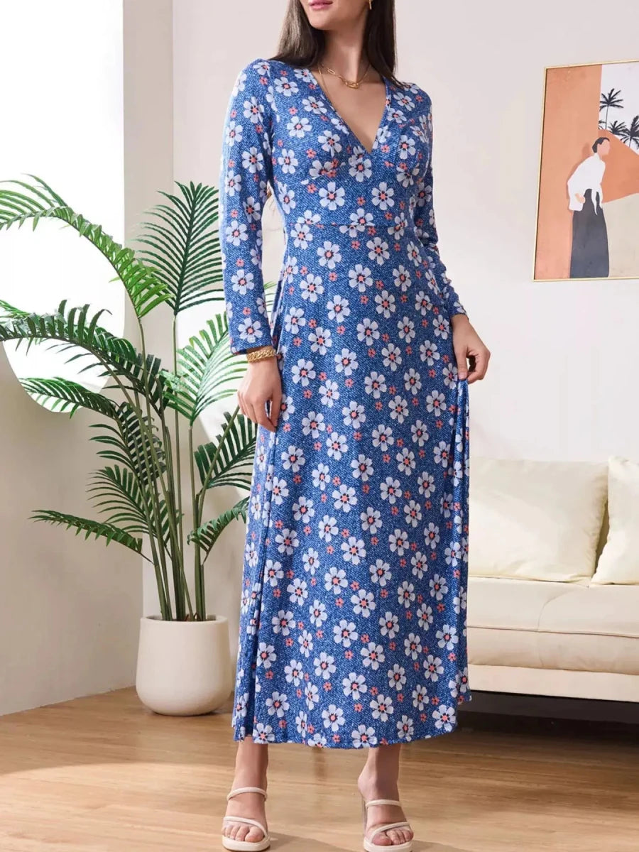 Bloom Where You’re Planted Floral Maxi Dress – Blue - Lustreve
