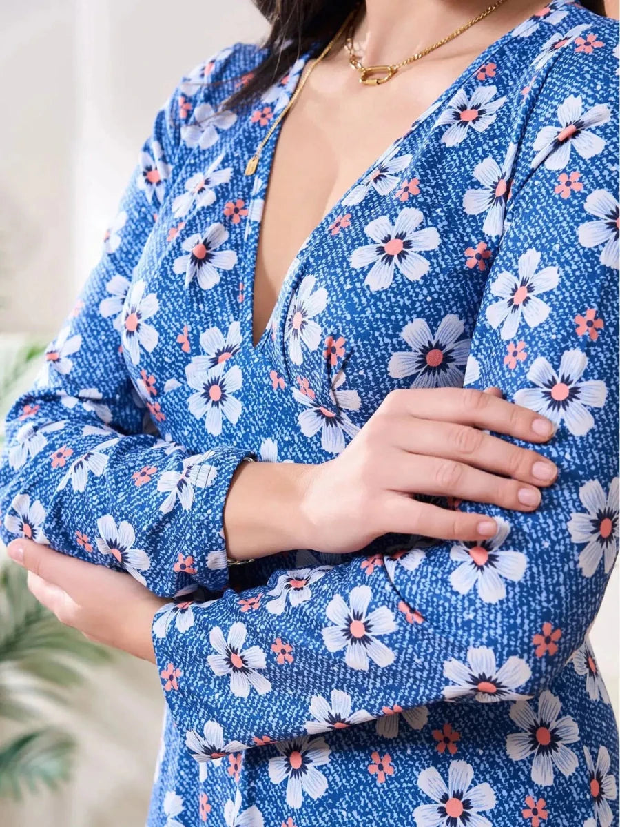 Bloom Where You’re Planted Floral Maxi Dress – Blue - Lustreve