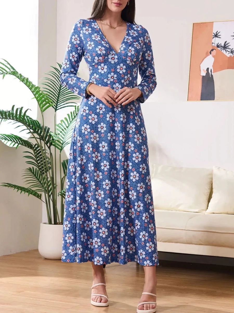 Bloom Where You’re Planted Floral Maxi Dress – Blue - Lustreve