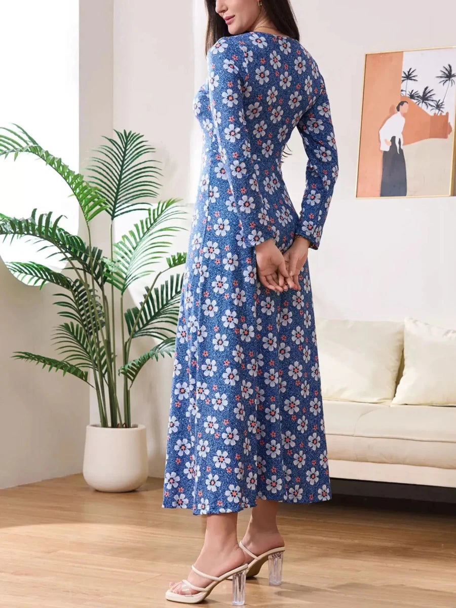 Bloom Where You’re Planted Floral Maxi Dress – Blue - Lustreve