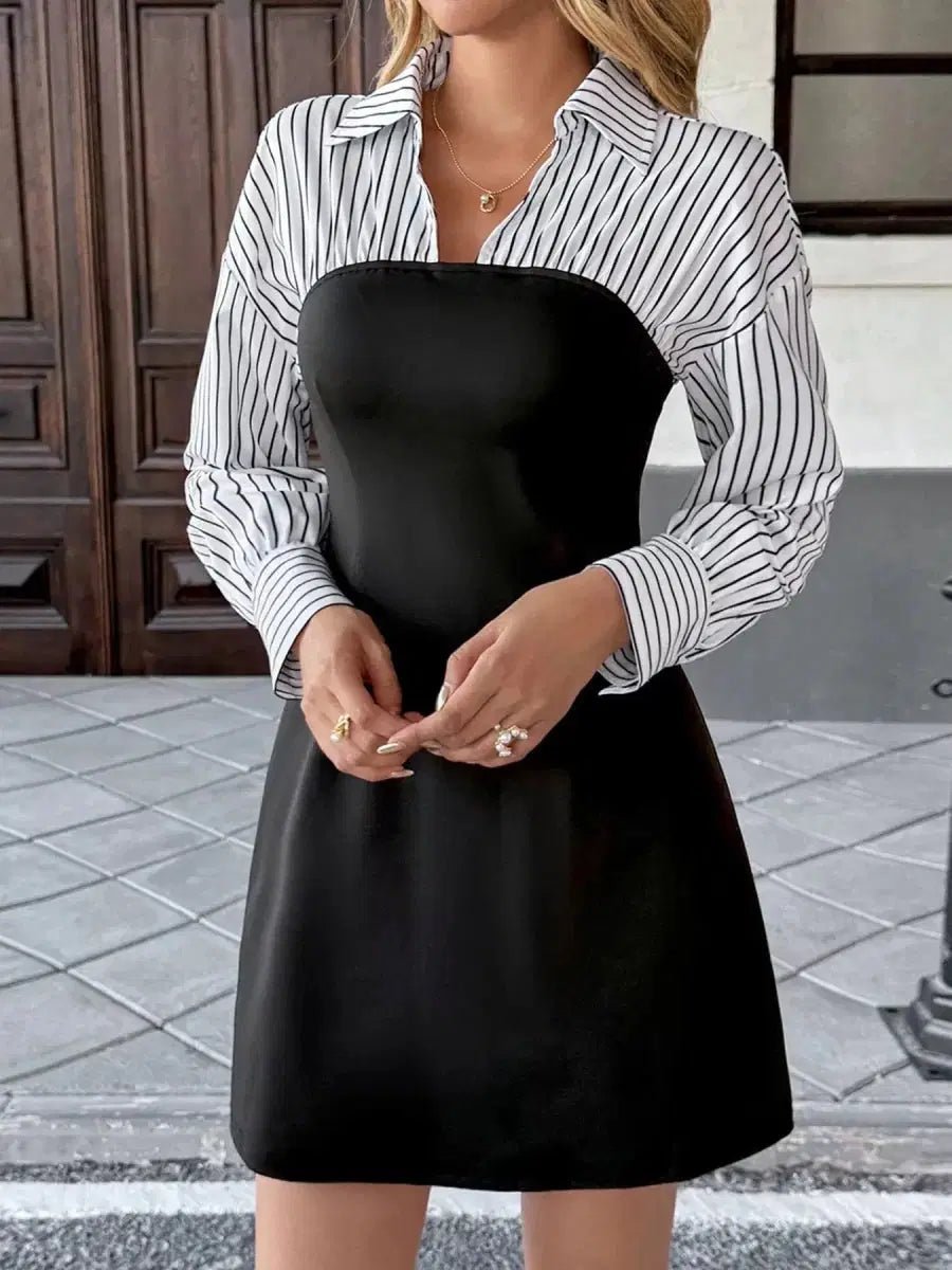 Boardroom Babe Aurelia Shirt - Sleeve Tube Mini Dress - Lustreve