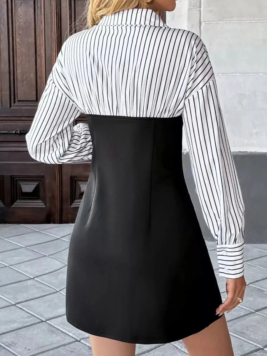 Boardroom Babe Aurelia Shirt - Sleeve Tube Mini Dress - Lustreve