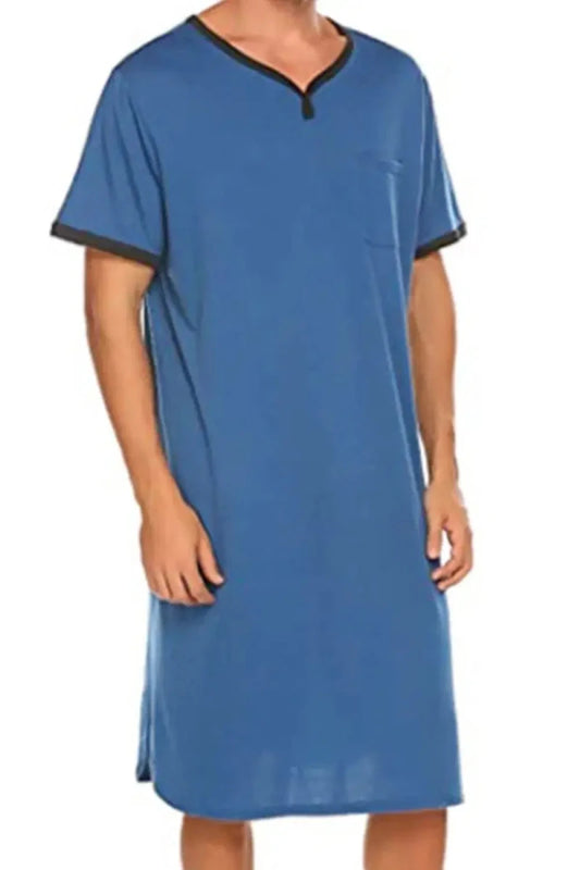Boyfriend's Plus Size Contrast Trim Short Sleeve Lounge Tee Dress - Lustreve