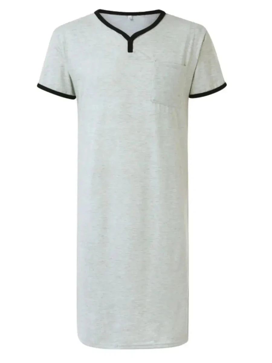 Boyfriend's Plus Size Contrast Trim Short Sleeve Lounge Tee Dress - Lustreve