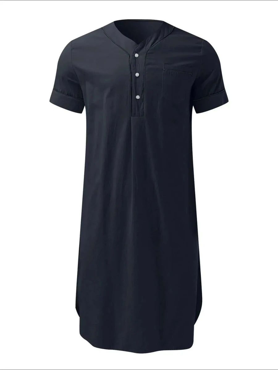 Boyfriends's Full Size Button Detail Short Sleeve Lounge Dress Plus Size - Lustreve