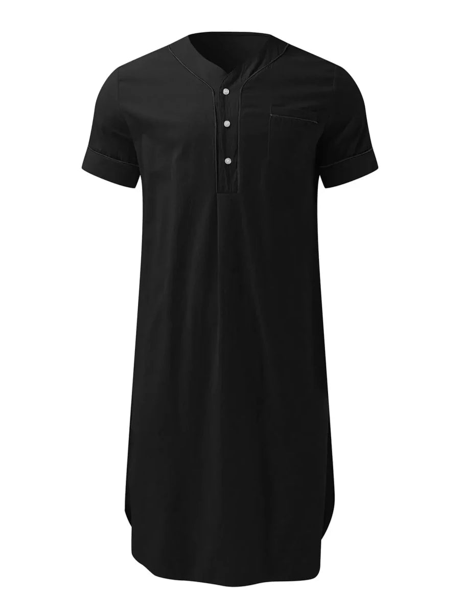 Boyfriends's Full Size Button Detail Short Sleeve Lounge Dress Plus Size - Lustreve