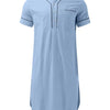 Boyfriends's Full Size Button Detail Short Sleeve Lounge Dress Plus Size - Lustreve