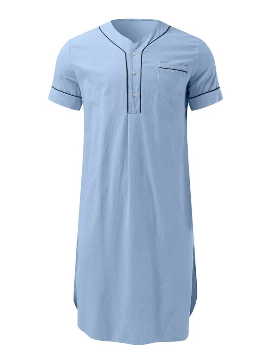 Boyfriends's Full Size Button Detail Short Sleeve Lounge Dress Plus Size - Lustreve