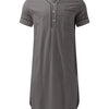 Boyfriends's Full Size Button Detail Short Sleeve Lounge Dress Plus Size - Lustreve