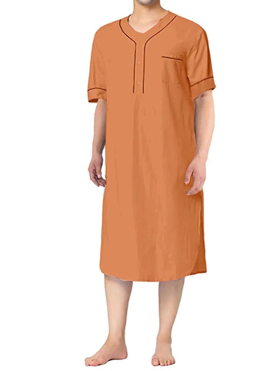 Boyfriends's Full Size Button Detail Short Sleeve Lounge Dress Plus Size - Lustreve