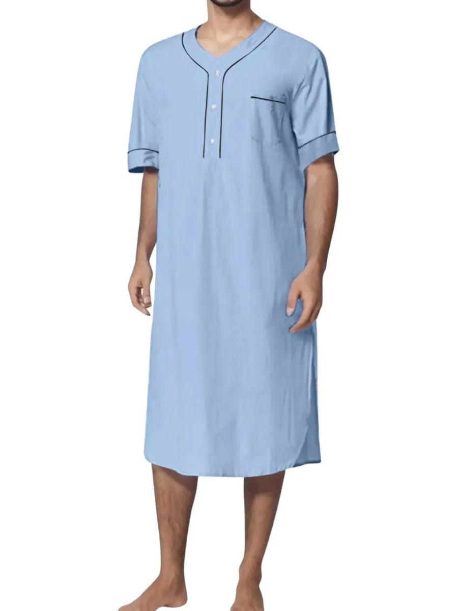 Boyfriends's Full Size Button Detail Short Sleeve Lounge Dress Plus Size - Lustreve