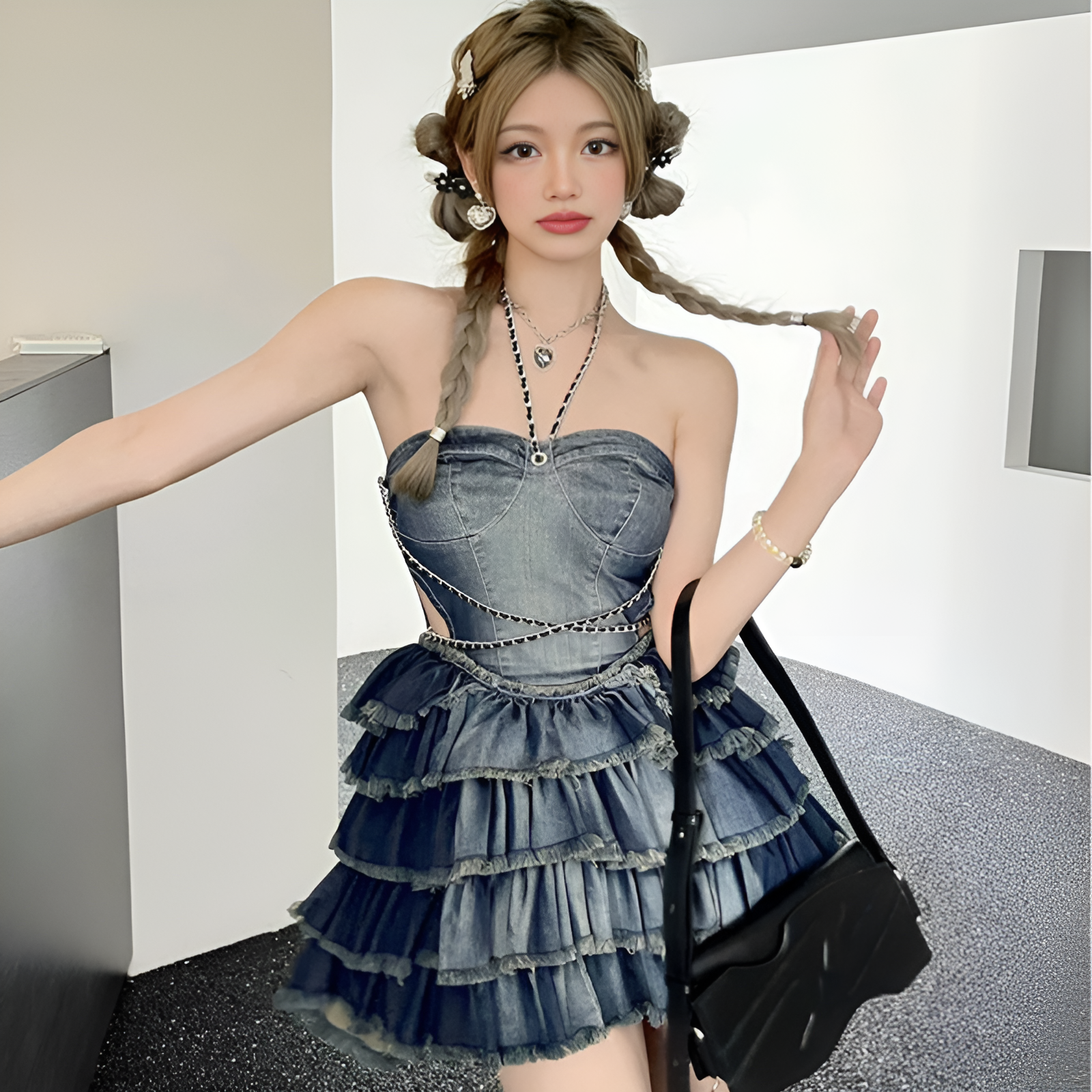 Robe mini en jean Worbae Millennium Tube Top