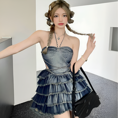 Robe mini en jean Worbae Millennium Tube Top