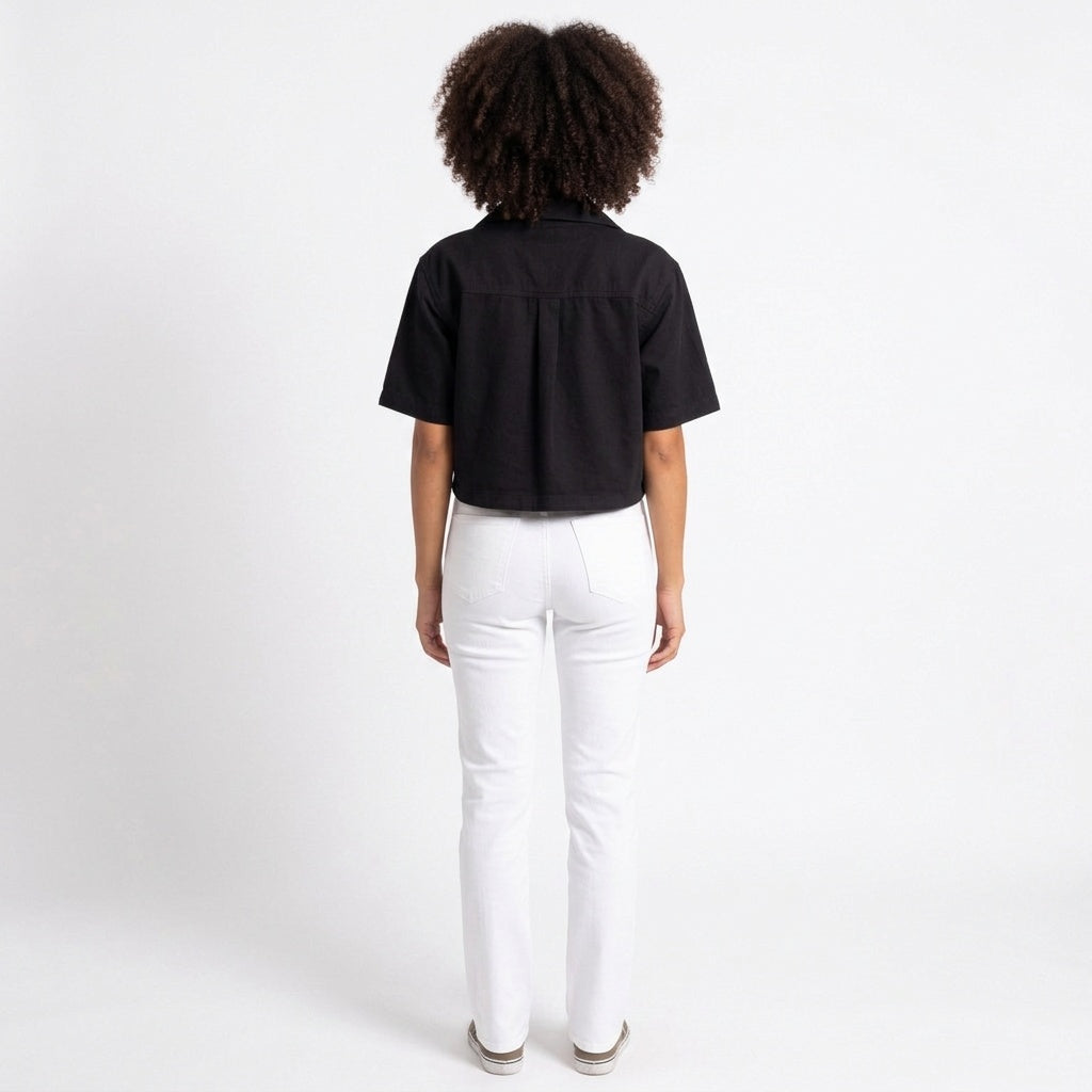 Understated Collared V-neck Top