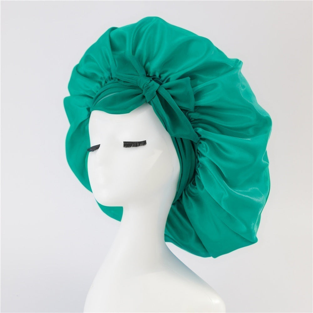 Luxury Silk Satin Bonnet for Women – Night Sleep Cap with Tie Band for Curly Hair