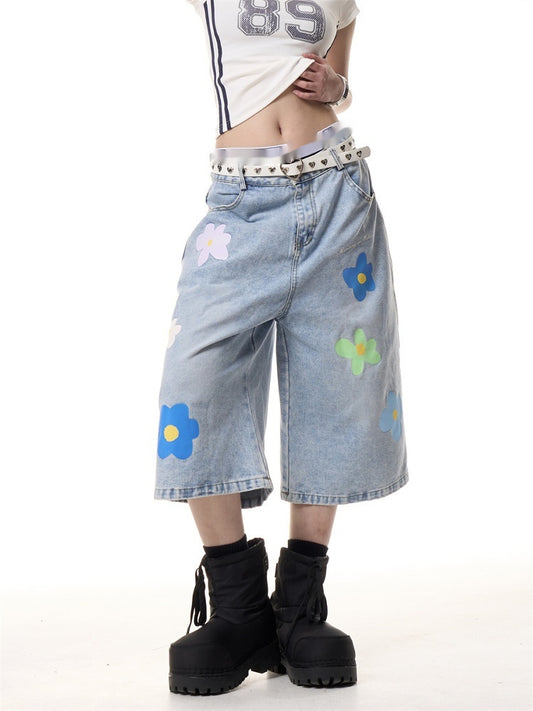 Bloom Baby Wide-Leg Denim Shorts”
