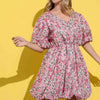 And The Why Full Size Floral Surplice Puff Sleeve Dress