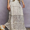 POL Floral Embroidered Tiered Crochet Skirt