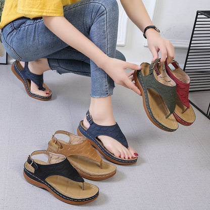 Women’s Casual Wedge Heel Sandals – Solid Color Flip Flops for Summer