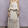 POL Floral Embroidered Tiered Crochet Skirt