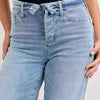 Judy Blue Mid Rise Retro Wide Leg Jeans with Fold-over Waistband