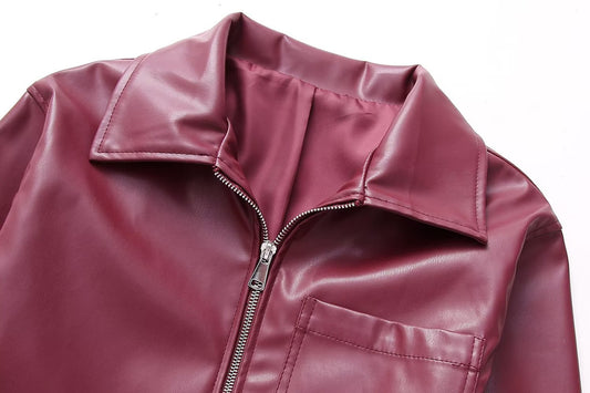 Cool And Wild Lapel Leather Biker's Jacket