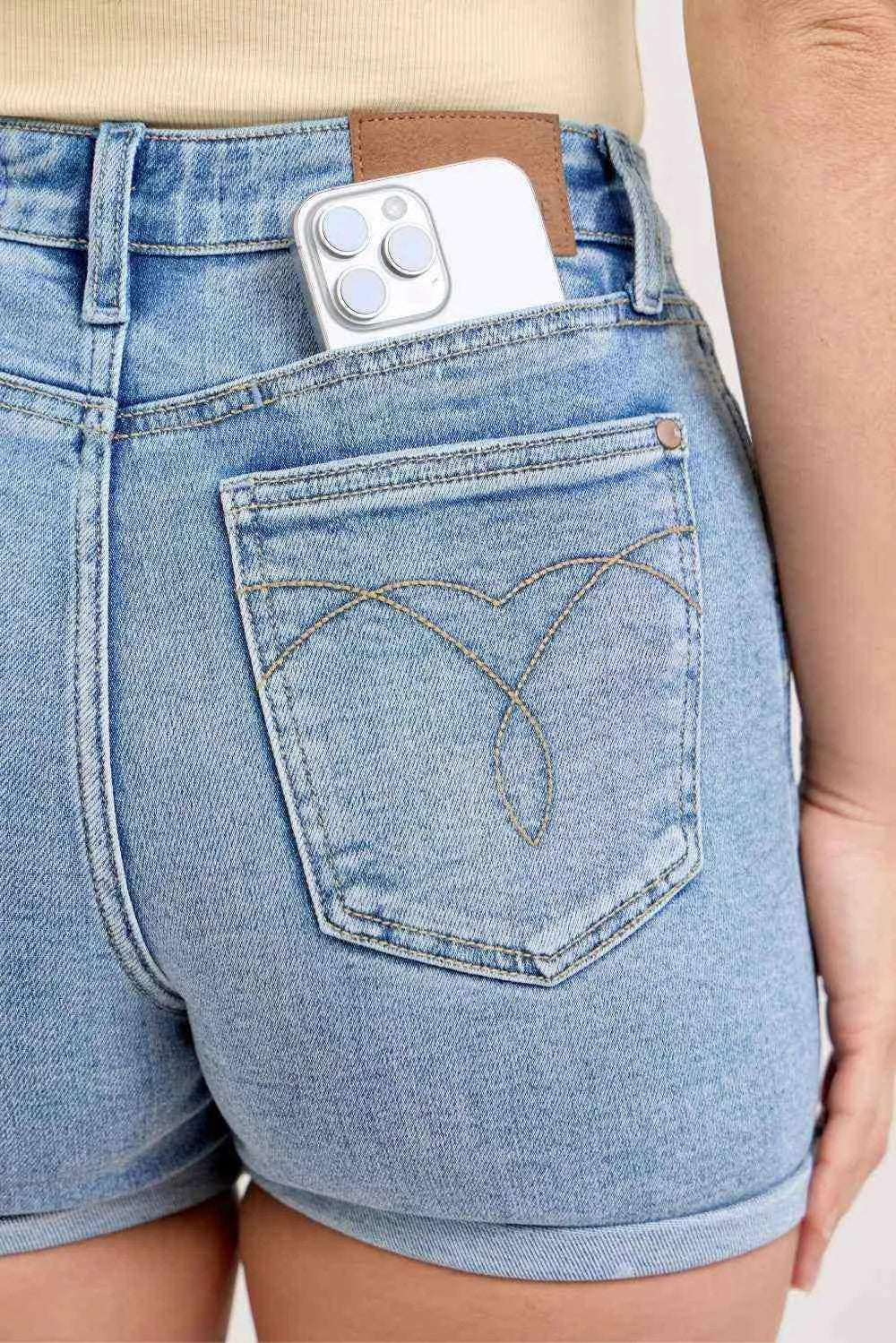 Judy Blue High-Waisted Slim Short with Cell Phone Back Pockets