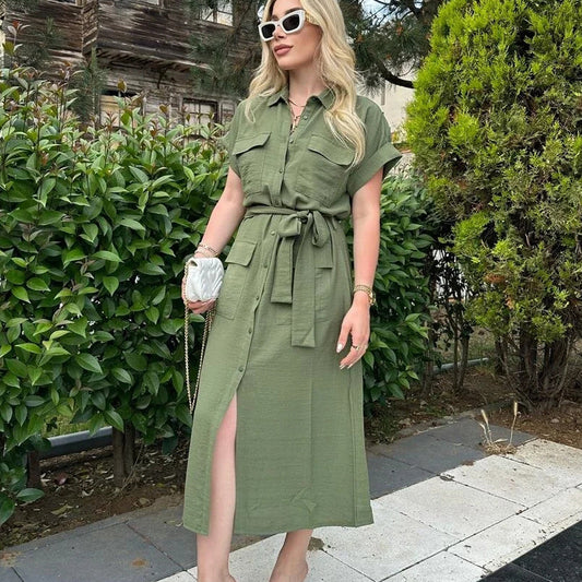 Ivanna Belted A-Line Shirt Dress