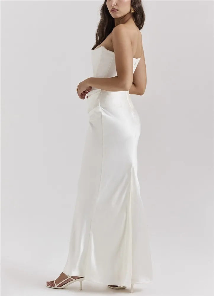 Robe longue dos nu sans bretelles de minuit