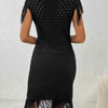 Fringe Openwork Boat Neck Knit Dress