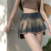 Adorable Plated Denim Skirt