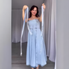 Robe longue à volants en jean Helia