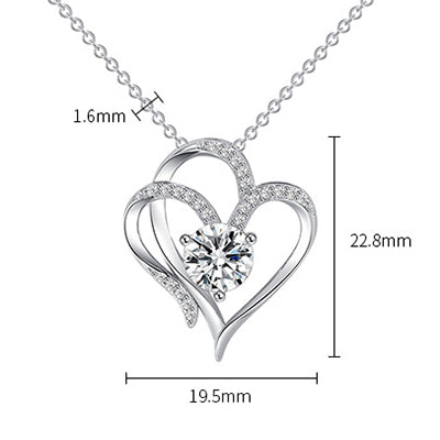 Zircon Double Love Necklace with Rhinestones - Personalized Heart-shaped Clavicle Chain Jewelry for Women