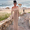 One-Shoulder Knitted Maxi Dress -Chic Long-Sleeve Beach Holiday Dress