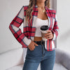 Chic Elegant Plaid Long Sleeve Coat